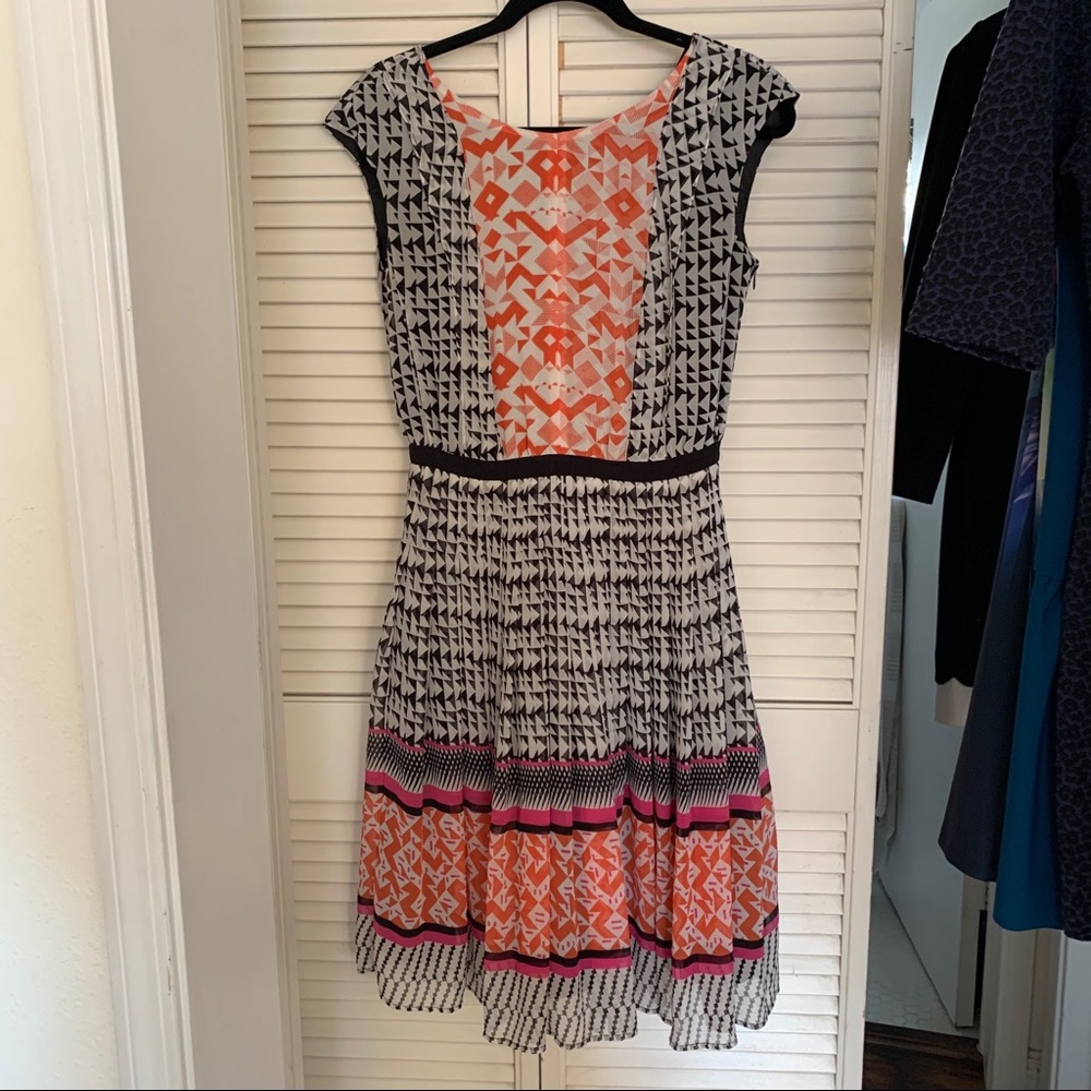 Halogen Pleated Patterned Midi Dress (Nordstrom)